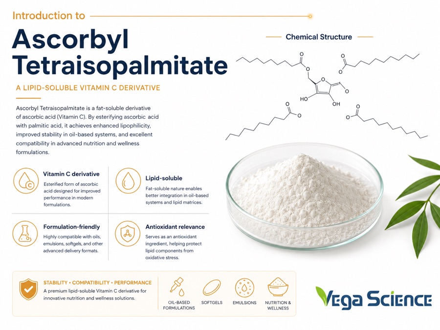 Ascorbyl Tetraisopalmitate chemical structure and molecular identity illustration