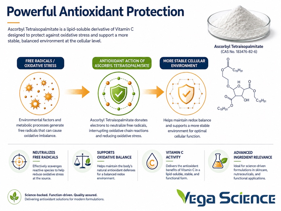 Ascorbyl Tetraisopalmitate chemical structure and molecular identity illustration