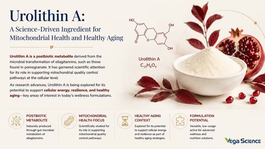 Urolithin A science-driven ingredient overview with pomegranate source and mitochondrial health context