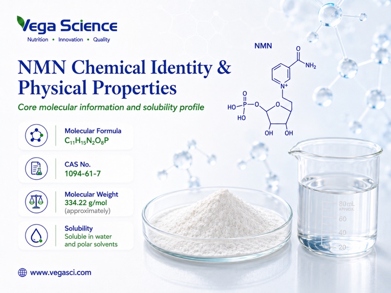 NMN chemical identity and physical properties infographic
