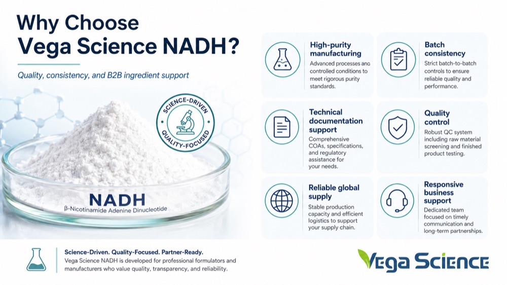 NADH additional product information ingredient information and formulation support