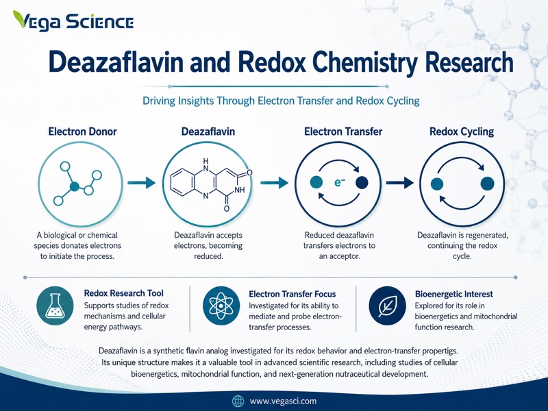 Deazaflavin article-specific research mechanism or biological pathway context infographic