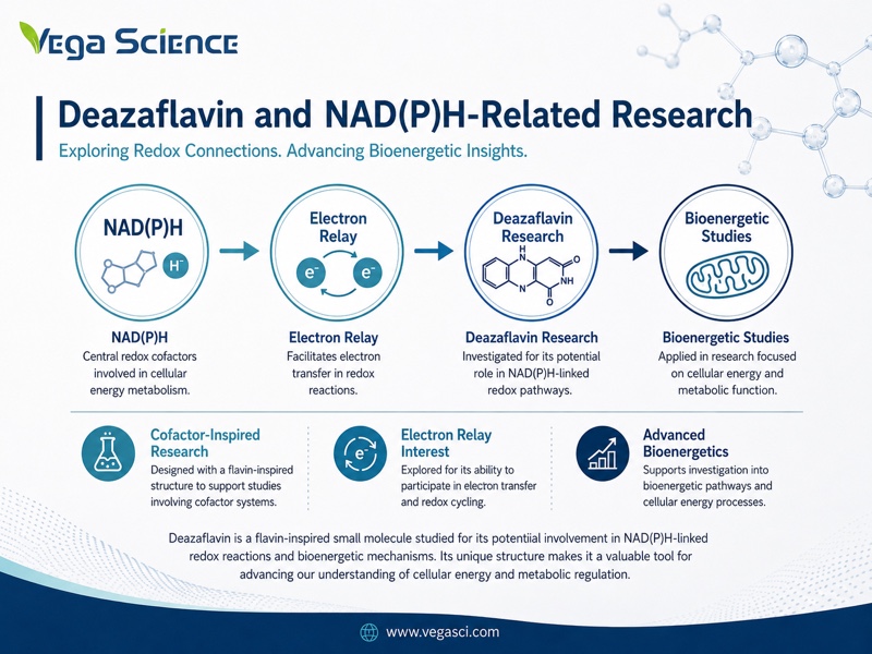 Deazaflavin article-specific research mechanism or biological pathway context infographic