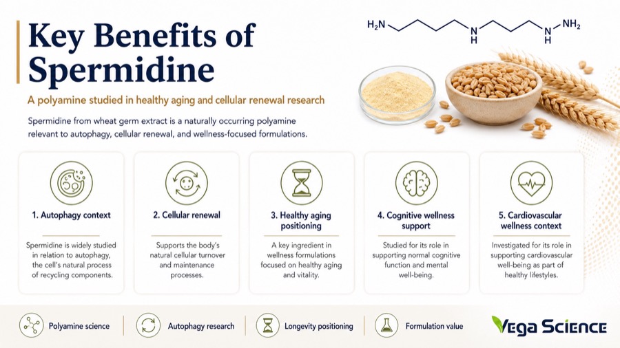 Wheat Germ Extract Spermidine Key Benefits of Spermidine ingredient information and formulation support